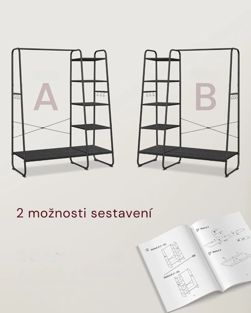 Stojan na oblečenie s botníkom Vasagle Greya ebenovo čierny