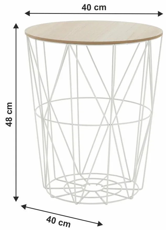 Tempo Kondela Príručný stolík, prírodná/biela, NANCER TYP 3