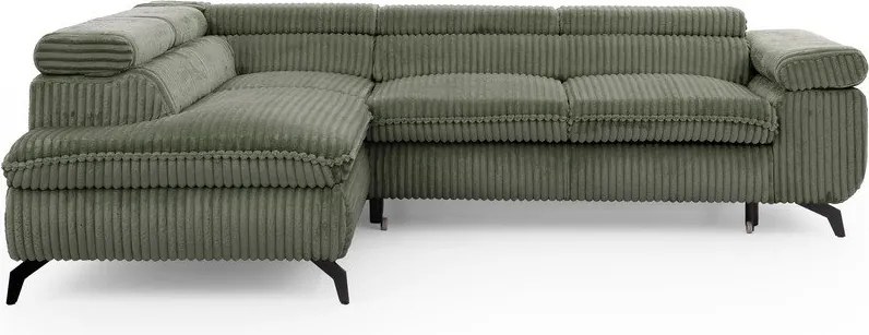 Zelená menčestrová rohová pohovka (ľavý roh/do L) Marbeya – Ropez