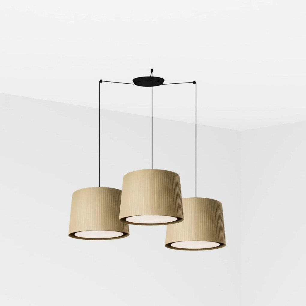 Faro Samba závesné svietidlo 3xE27 čierna/zelená, textil/papyrus, 500cm