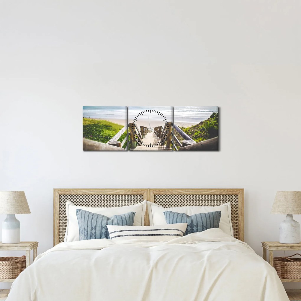 Obraz - Vstup na pláž (s hodinami) (90x30 cm)