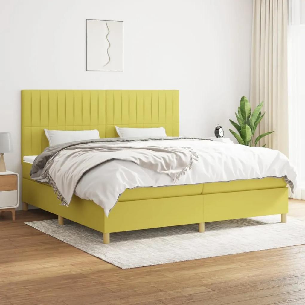 Boxspring posteľ s matracom zelená 200x200 cm látka 3142528