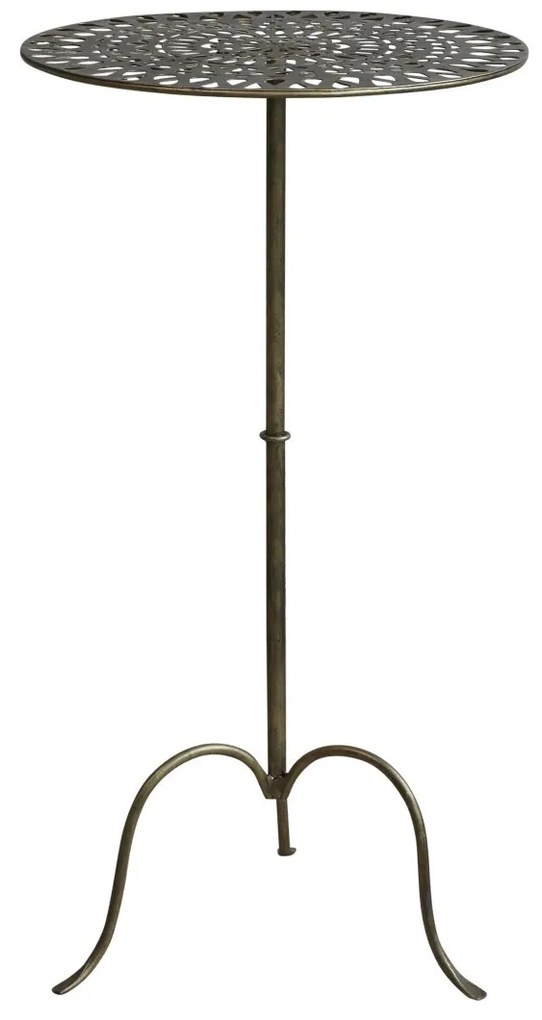 Mosadzný kovový odkladací stolík Arras s patinou- Ø 40*77 cm