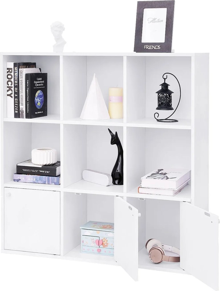 Knižnica, policový diel, s 9 priehradkami, biela