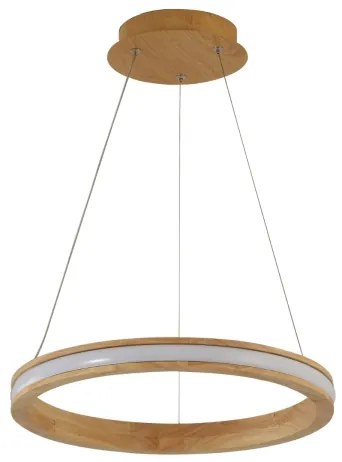 Brilagi - závesný LED luster na lanku UMEA WOOD, 30 W, 230 V, priemer 40 cm, drevený