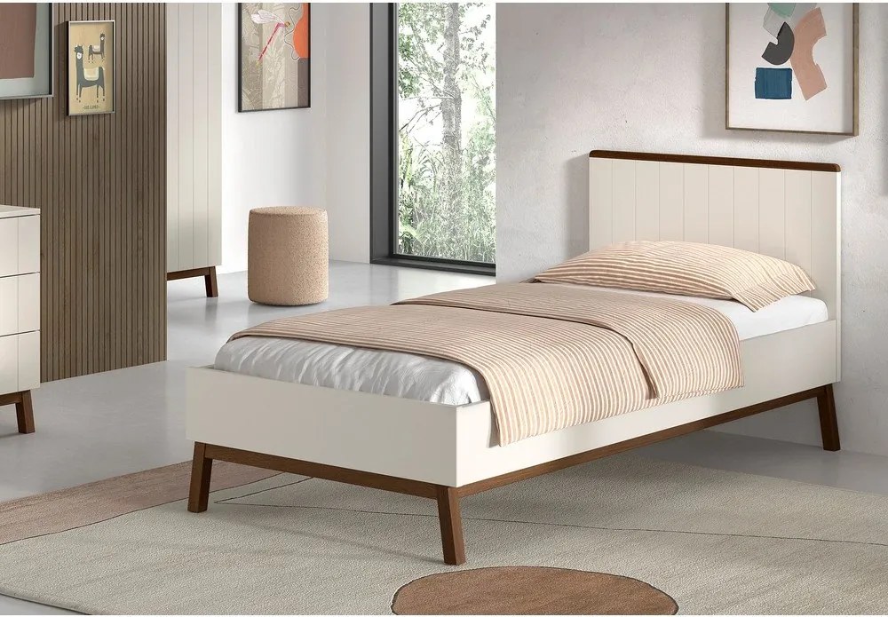 Béžová detská posteľ z borovicového dreva bez roštu 90x200 cm Sezane – Vipack