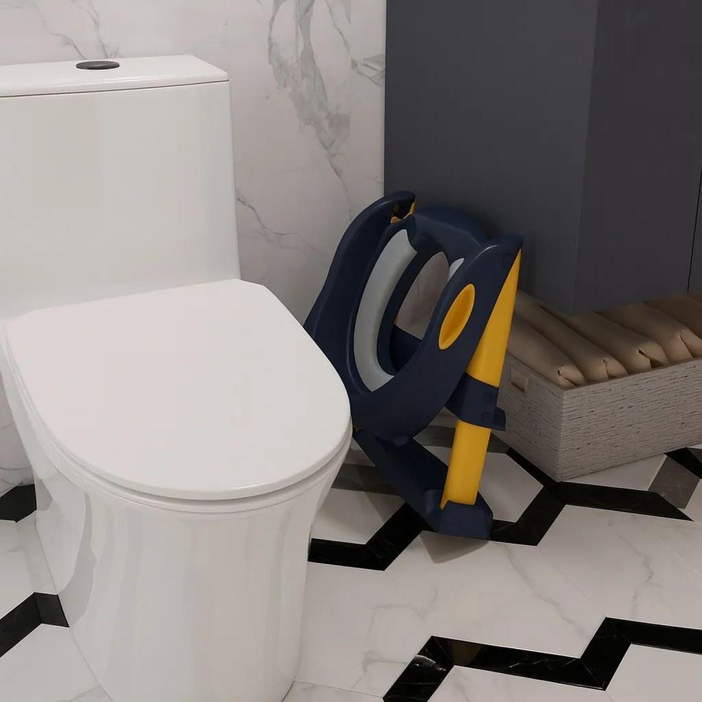 Detské schodíky 03 s nástavcom na WC modro-žlté