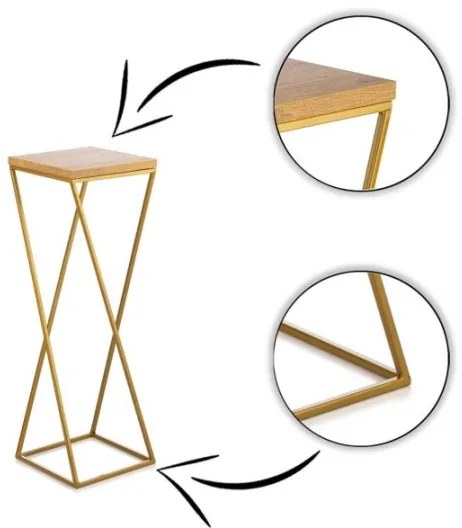 Stojan na kvety LOFT 70x24 cm zlatá/hnedá