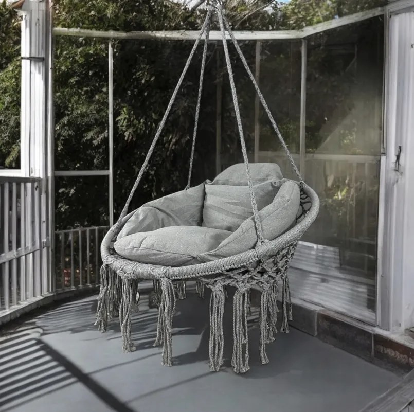 Závesné kreslo s vankúšom - bocianie hniezdo 80 cm antracit