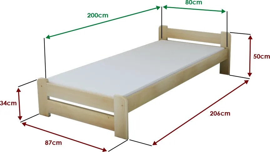 Maxi Drew Posteľ Emily 80 x 200 cm, borovica Rošt: Bez roštu