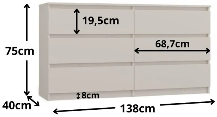Komoda MALWA M6 140 cm kašmír