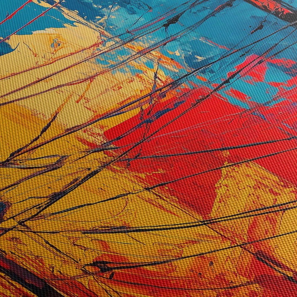 Obraz - Abstraktné elektrické vedenie (s hodinami) (90x30 cm)