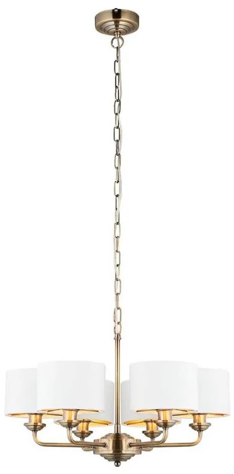 Endon 98936 - Luster na reťazi HIGHCLERE 6xE14/28W/230V biela/mosadz