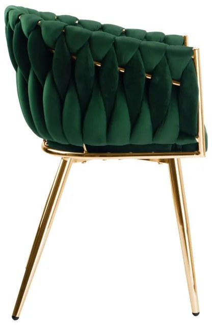 Jedálenská stolička COFTON zamatová, zlatá / tmavozelená