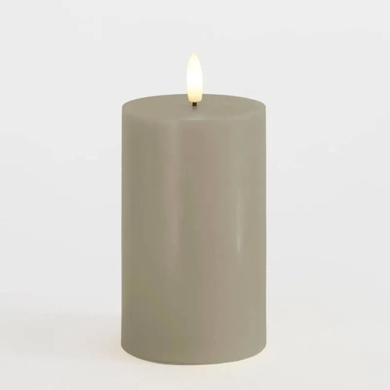 SIRIUS Vosková LED svíčka Sille, světlá šedá, 7,5 x 12,5 cm