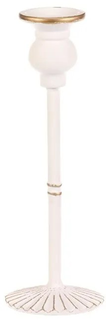 Kovový svietnik na kužeľové sviečky, 24 cm, biely, 24 cm