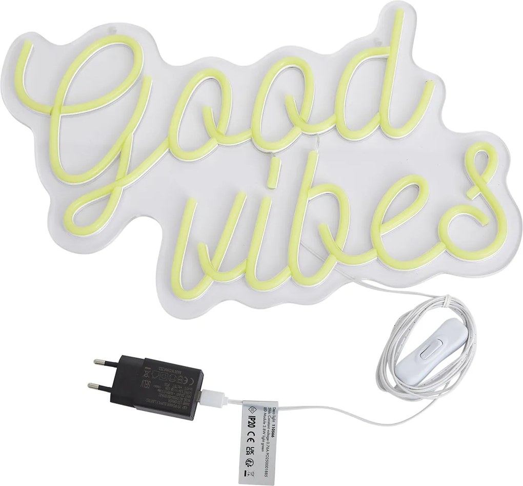 Neónové nástenné svietidlo žlté vrátane LED - Good Vibes