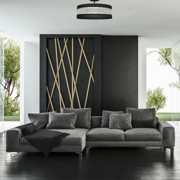 Luster na tyči HELEN 3xE27/15W/230V čierna/zlatá