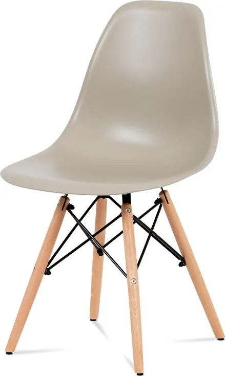 jedálenská stolička, plast latté / masív buk / kov čierny