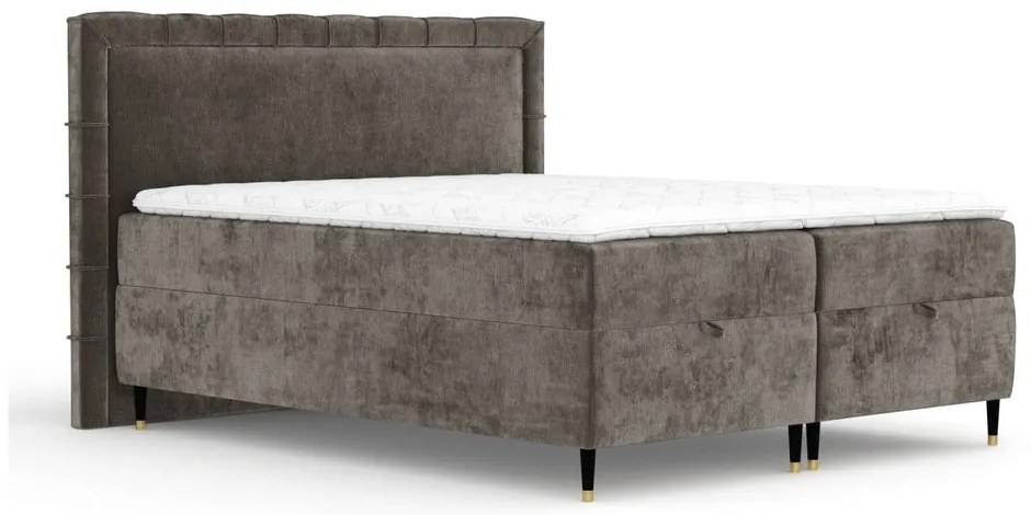 Tmavosivá boxspring posteľ s úložným priestorom 180x200 cm Voyage – Maison de Rêve