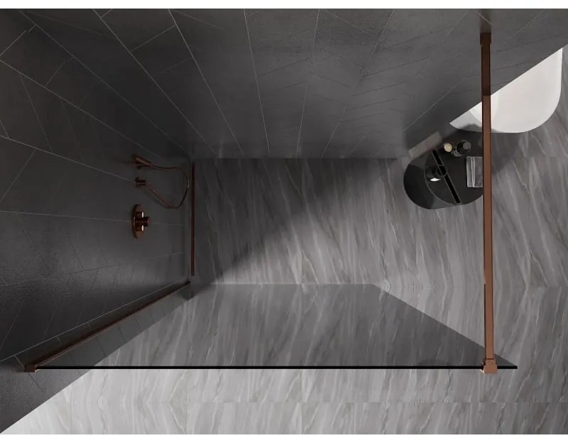 Mexen, Mexen Kioto-X sprchová stena 100 x 200 cm, grafit 10 mm, ružové zlato - 800-100-101-60-40-X