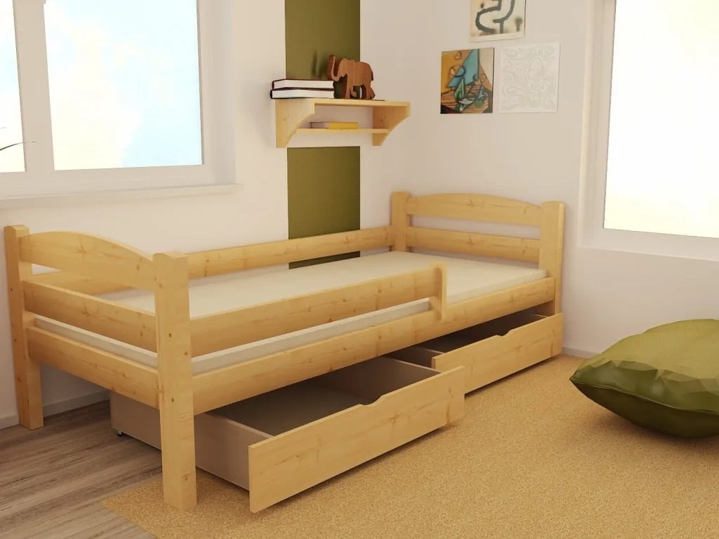 Detská posteľ z MASÍVU 200x90cm SO ŠUPLIKMI - DP005 - morenie dub