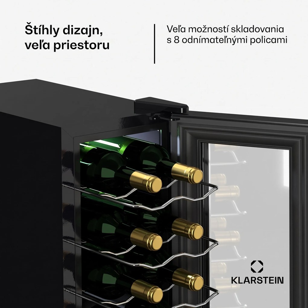 Klarstein Shiraz 18 Slim Uno, chladnička na víno, 18 fliaš, 5 - 18 °C, dotykové ovládanie