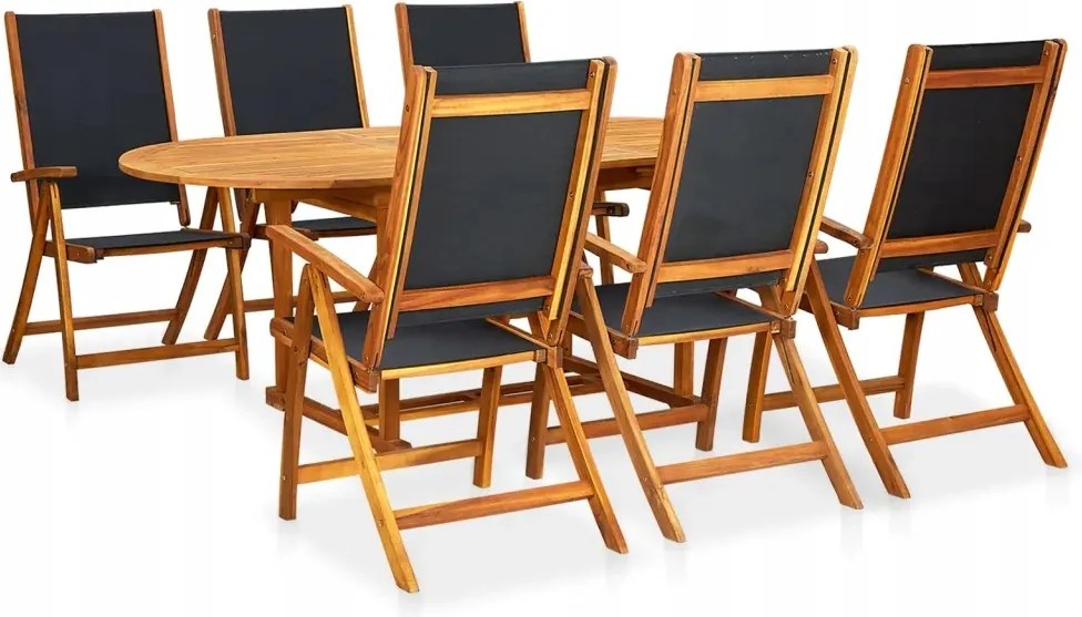 vidaXL 7-dielna vonkajšia jedálenská súprava masívne akáciové drevo