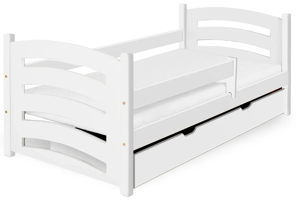 Detská posteľ MELA 80 x 160 cm, biela Rošt: S lamelovým roštom, Matrac: Matrac EASYSOFT 8 cm