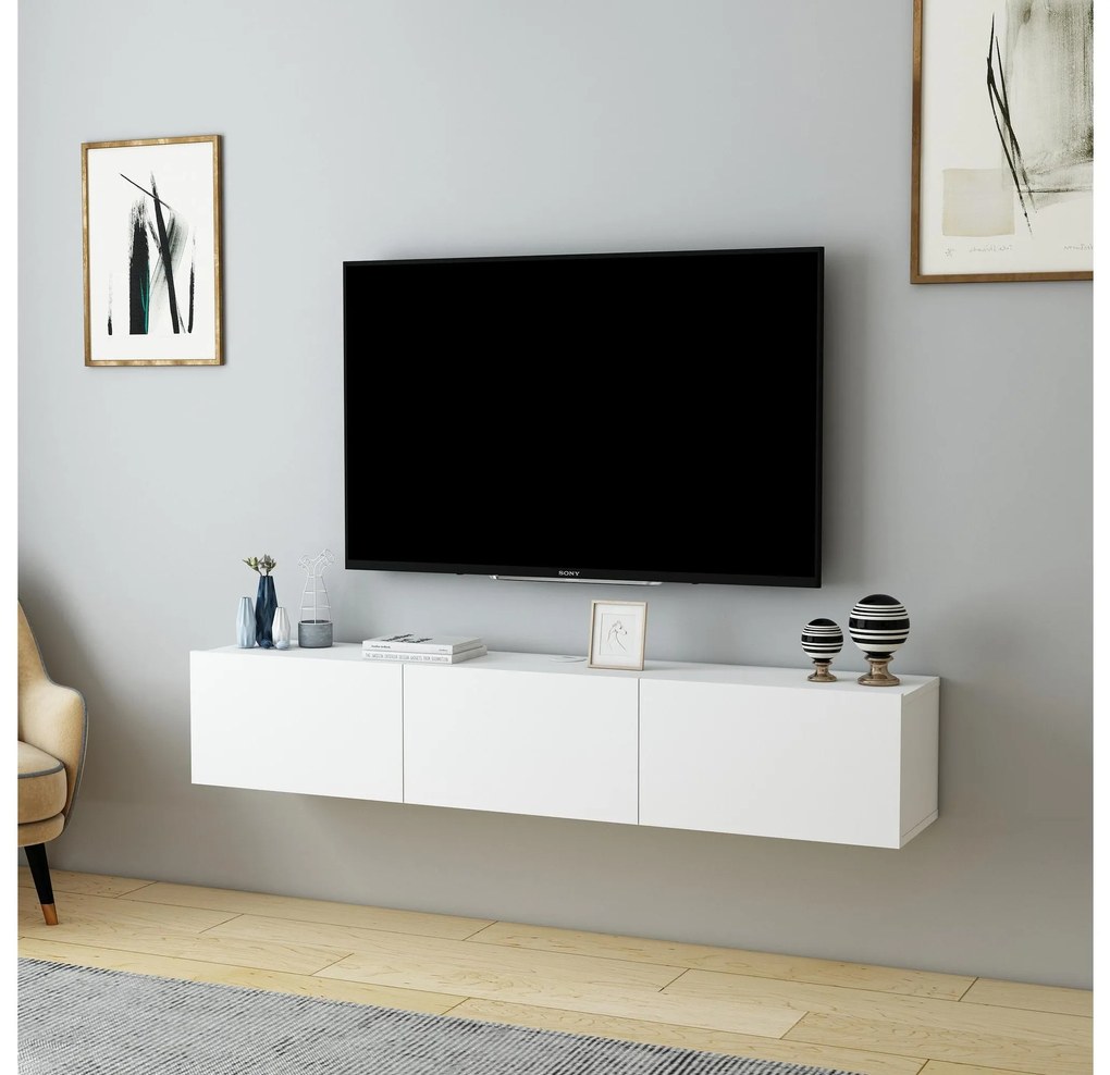 TV stolík/skrinka Dereba (biela). Akcia -18%. Vlastná spoľahlivá doprava až k Vám domov. 1107838