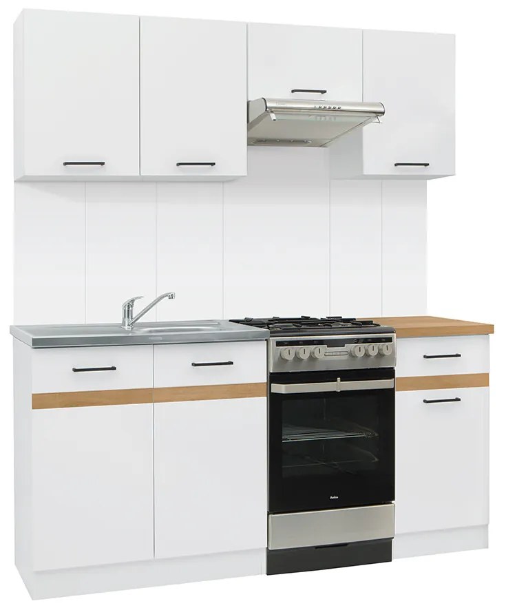 Kuchyňa BRW Junona line 170 cm (Biely lesk + Biela + Dub craft zlatá). Vlastná spoľahlivá doprava až k Vám domov. 1018160