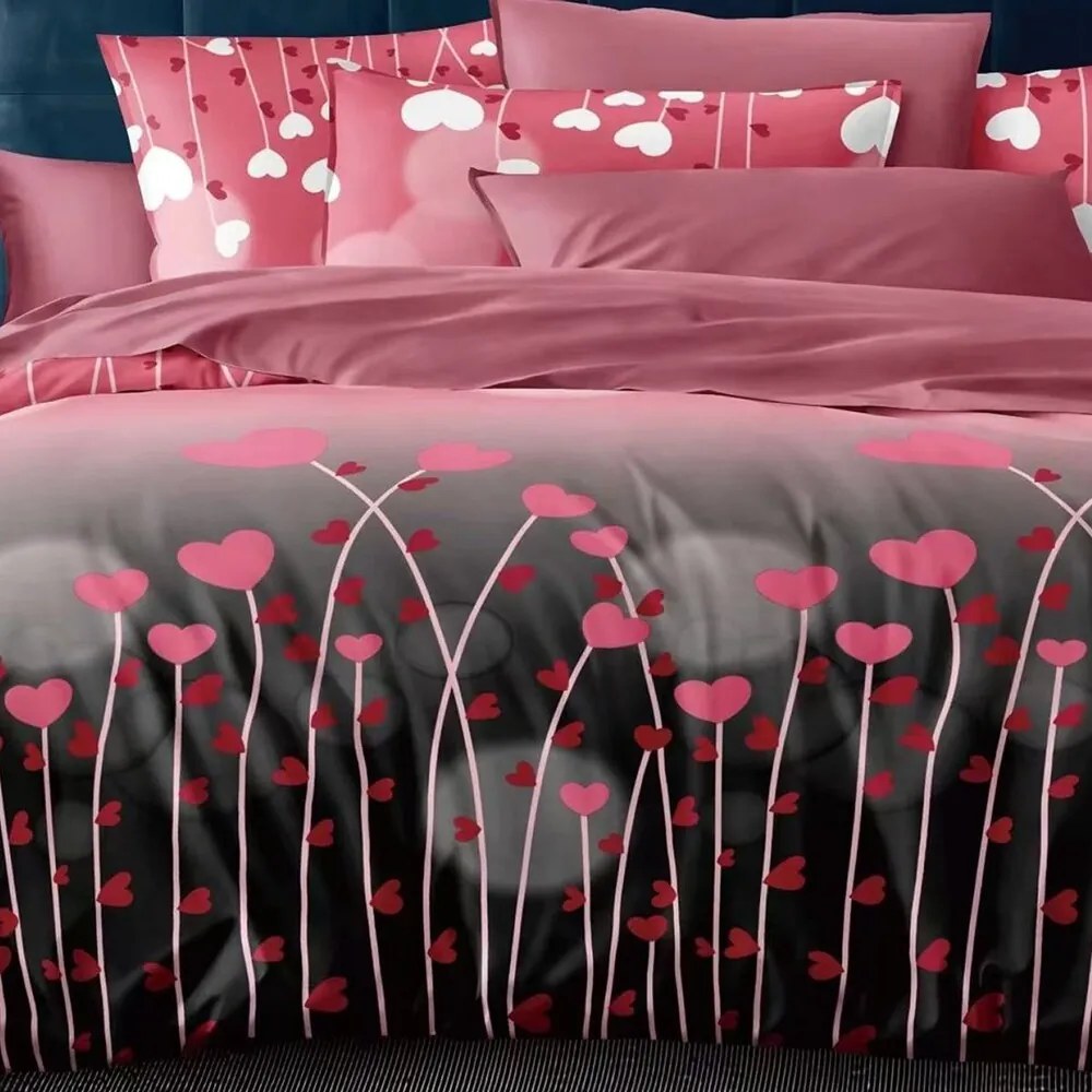 Obliečky LIVERA HEARTS PINK 7-dielna sada 140x200 cm
