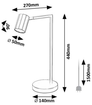 Rabalux 73029 - Stolná lampa KARTER 1xGU10/5W/230V čierna