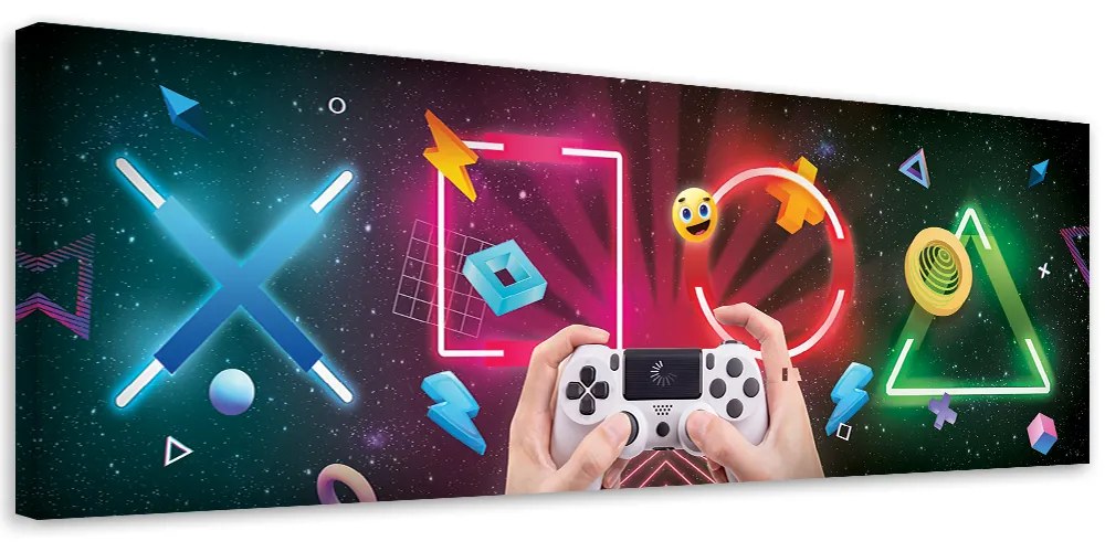 Gario Obraz na plátne Herné symboly a gamepad Rozmery: 120 x 40 cm
