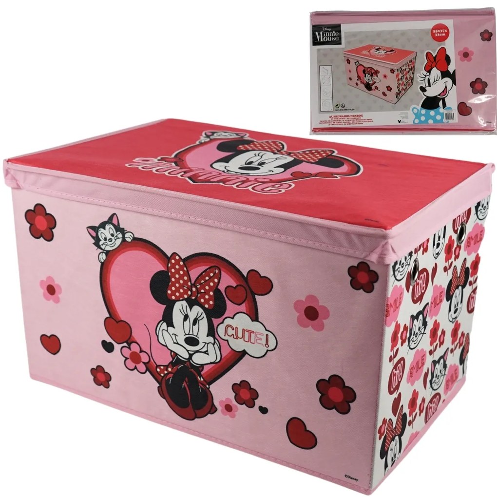 Úložný box na hračky MINNIE MOUSE 55x37 cm ružový