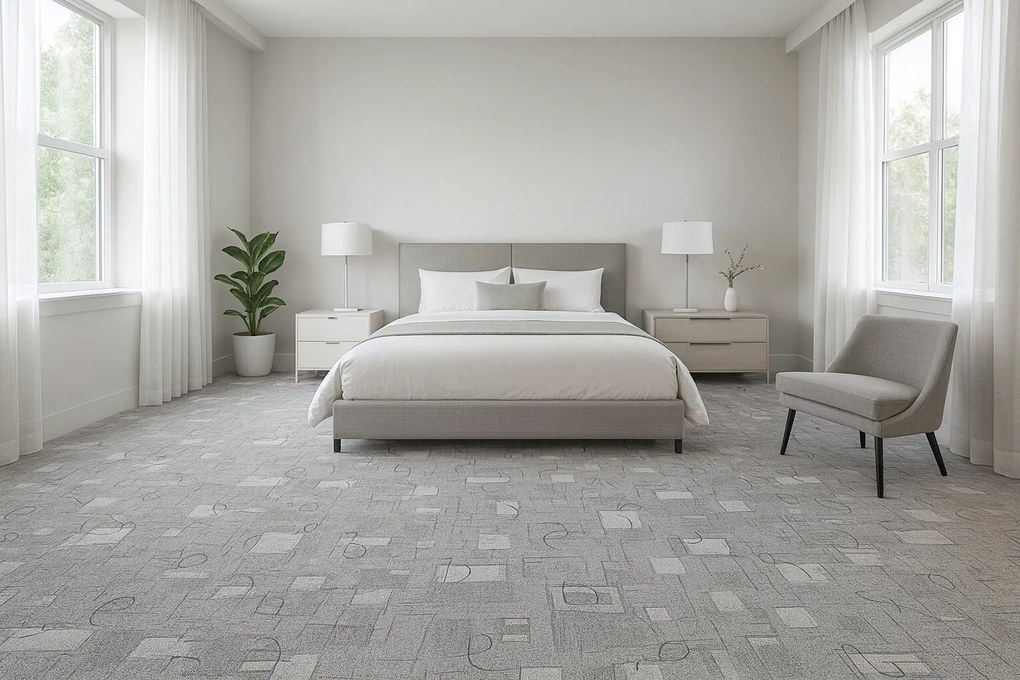 AladinWorld Expres, Metrážny koberec Libra 90, na mieru, šíře 4m,5m, šedá, filc, chodba / predsieň