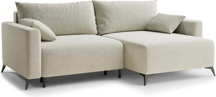 Krémovobiela ženilková rozkladacia/s úložným priestorom rohová pohovka (pravý roh/s leňoškou) Leon – Maison de Rêve