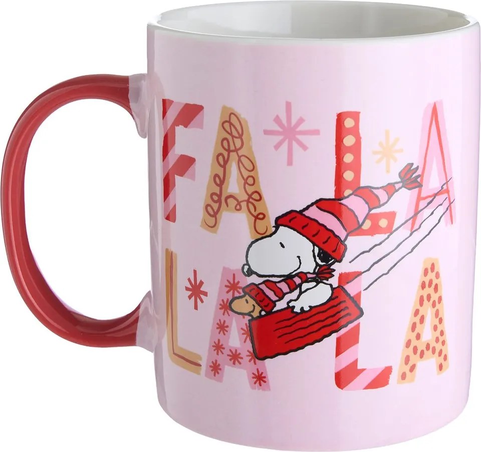 PEANUTS Hrnek "FaLaLaLa" 380 ml - sv. růžová