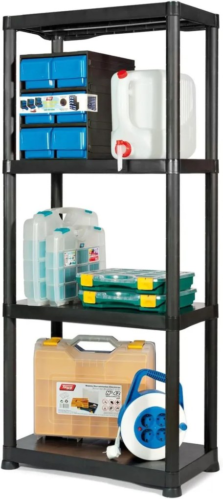 Dielenský plastový regál so 4 policami IRVING čierny