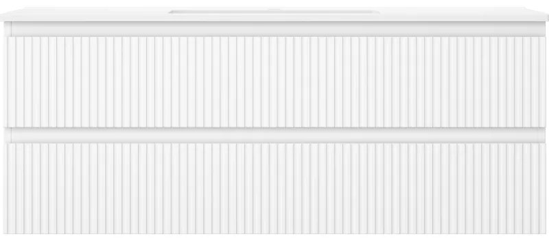 Mexen Rivel, kúpeľňová skrinka 120 cm s umývadlom Otis, 2 zásuvky, drážkovaná, biela matná, 91A20-12047-2-BFF01-W18M01