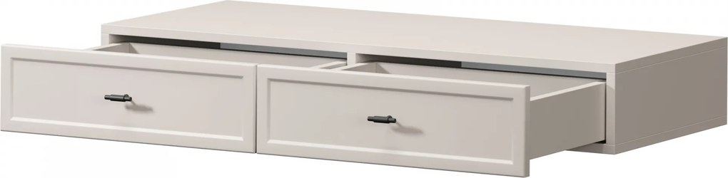 Závesný toaletný stolík Lorini 100 cm - kašmírová / čierne úchytky T