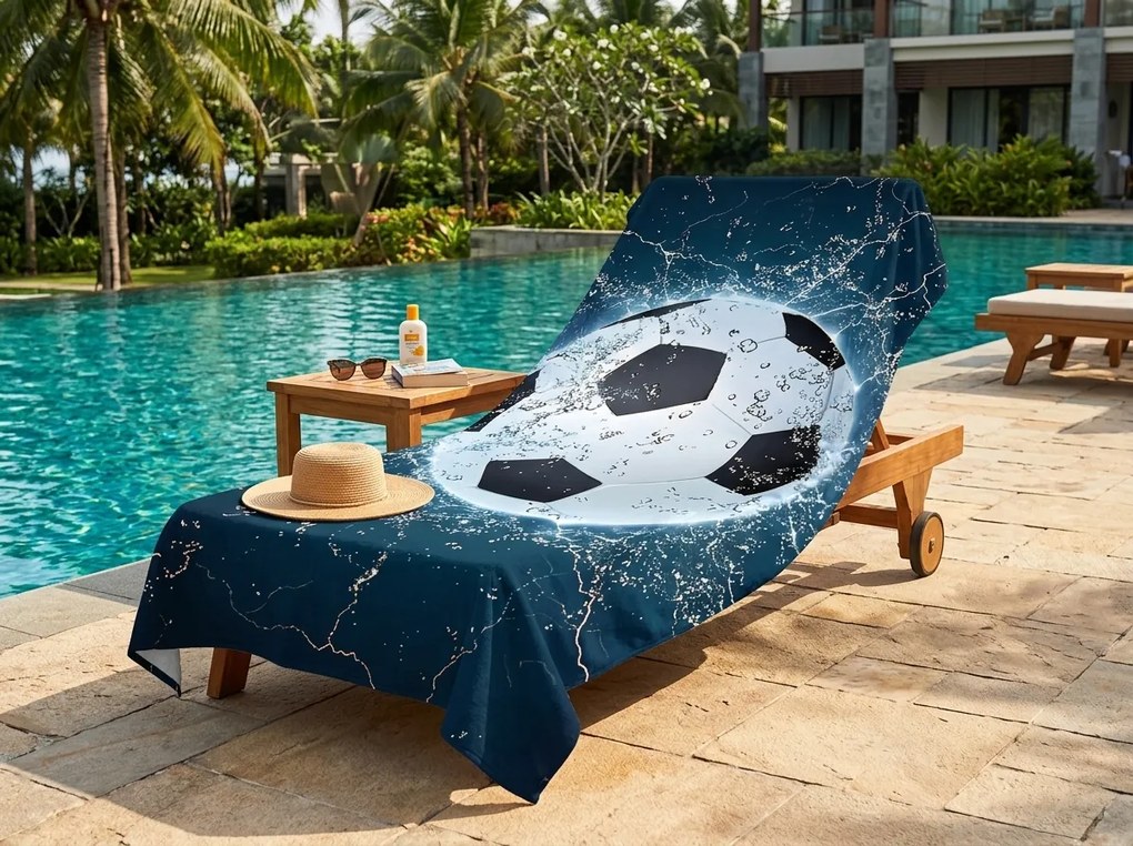 Rýchloschnúca XXL plážová osuška GOALIX modro-biela 150 x 210 cm, 100% mikrovlákno