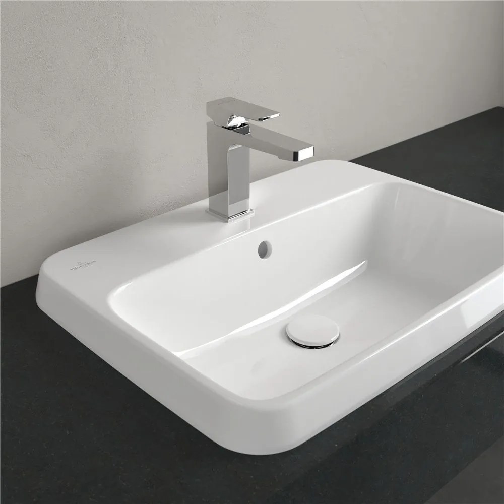 VILLEROY &amp; BOCH Architectura obdĺžnikové zápustné umývadlo s otvorom, s prepadom, 600 x 450 mm, biela alpská, 5A676001