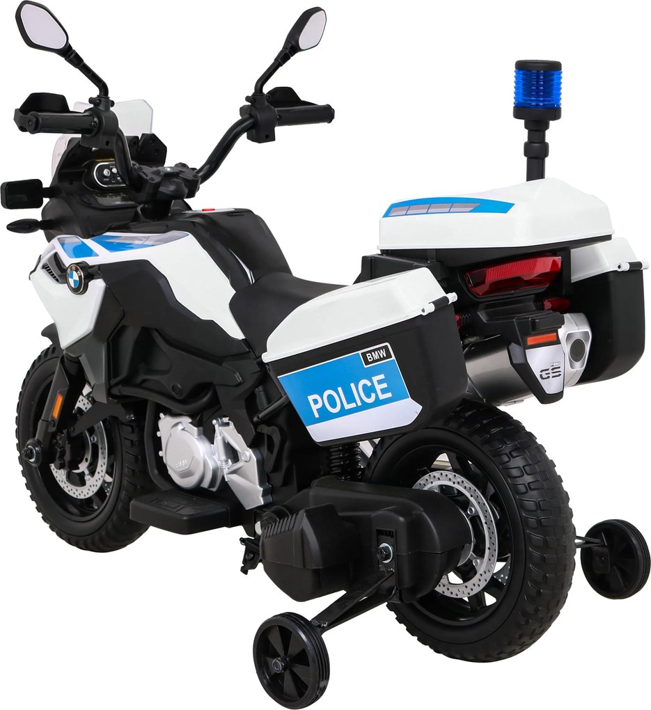 Ramiz Policajný motocykel BMW F850 GS s batériou pre deti + pomocné kolesá + siréna + svetlá + 2 kufre + bezplatné štartovanie