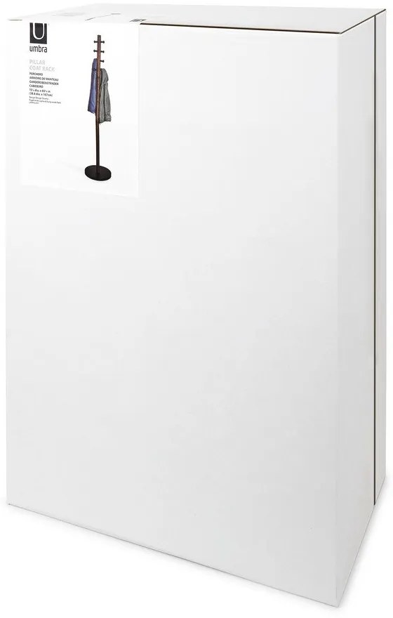 Čierny prírodný vešiak z kaučukového dreva Pillar - Umbra