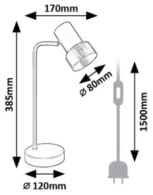 Rabalux 74278 - Stolná lampa HATICE 1xE14/15W/230V