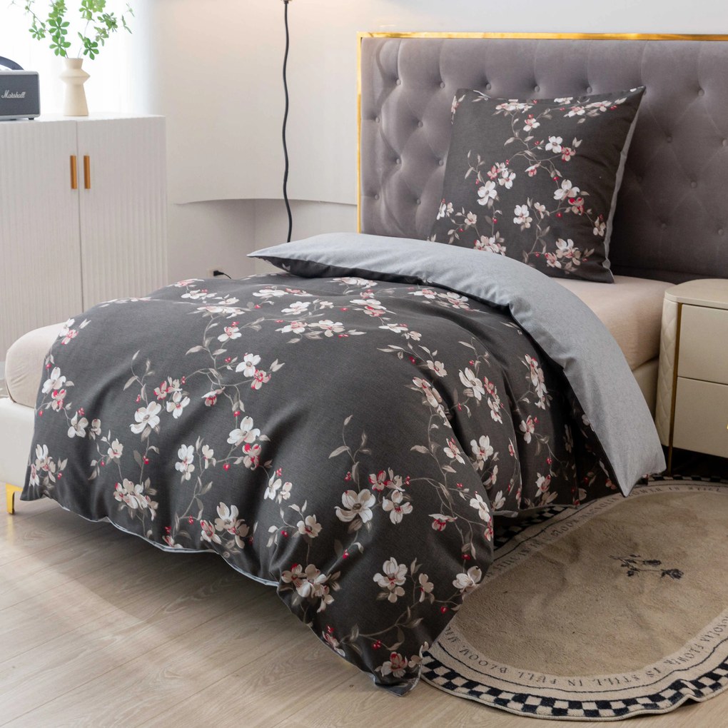 Flanelové obliečky z mikrovlákna BLOSSOM sivé Rozmer obliečky: 70 x 90 cm | 140 x 200 cm