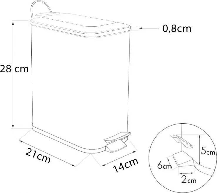 Odpadkový kôš do kúpeľne TOBY s bambusovým krytom 5l - biely