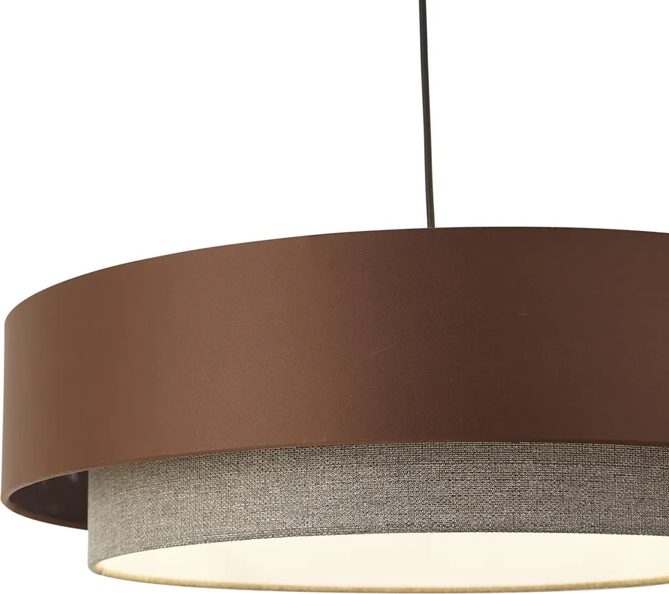 Moderné závesné svietidlo tmavý bronz s sivohnedou farbou 50 cm 3-Lights - Drum Duo