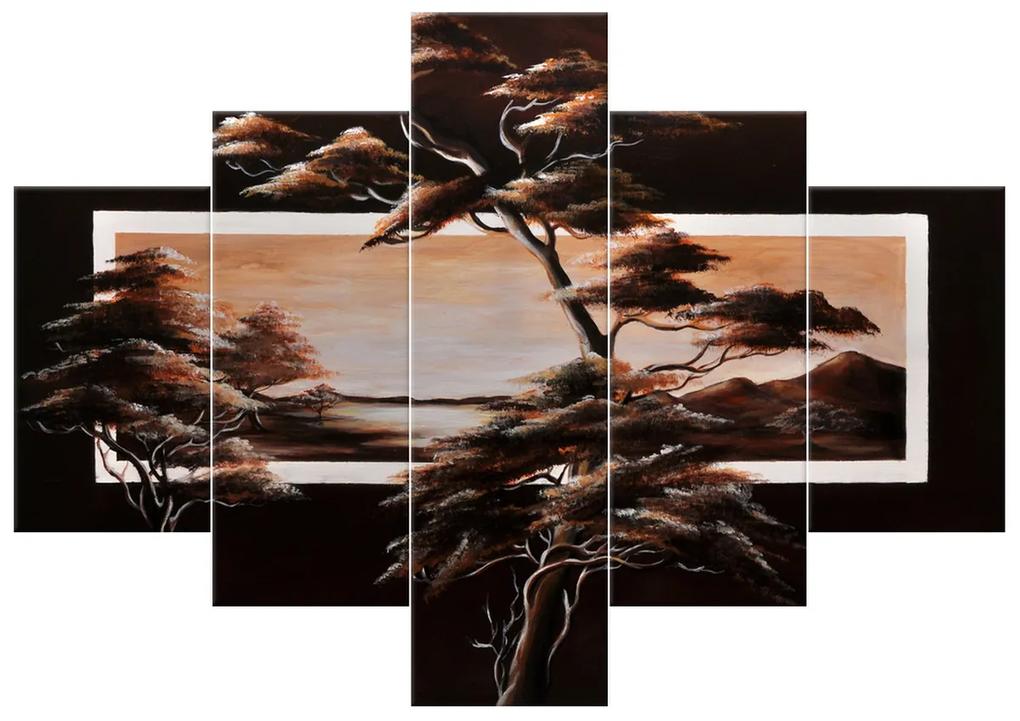 Gario Ručne maľovaný obraz Africká krajina - 5 dielny Rozmery: 100 x 70 cm